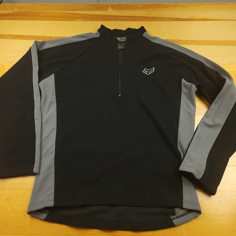 Fox Racing Short Sleeve 1/4 Zip Shirt Mens L Black 3 Pocket Cycling Jersey Bike